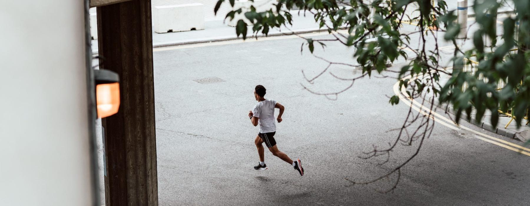 a man running on a street