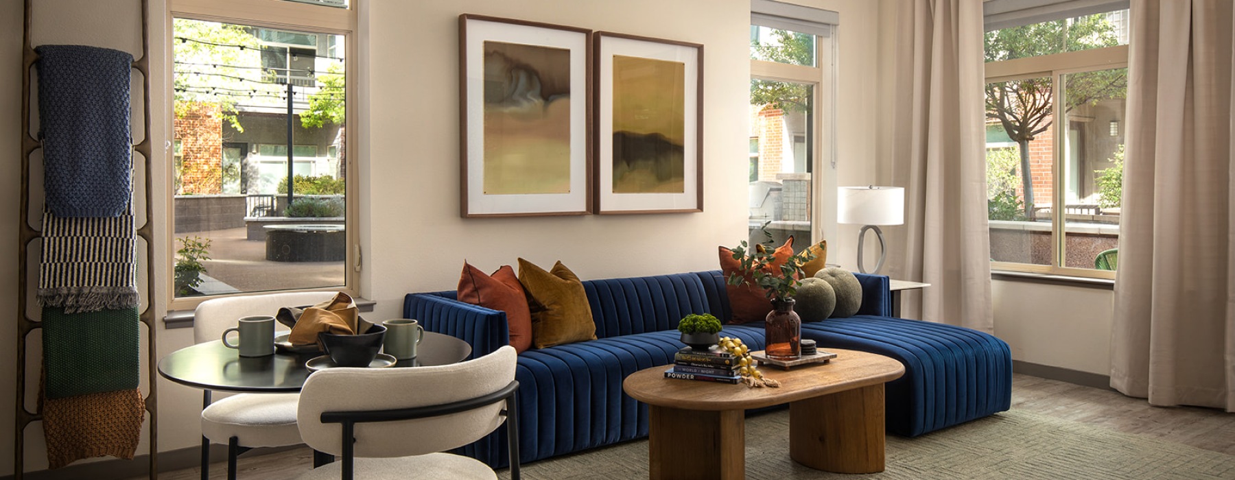 couch with tv and chairs